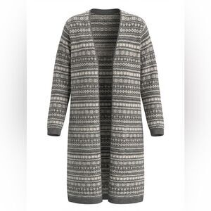 J JILL WOMENS FULL LENGTH CARDIGAN STYLE SWEATER SIZE L GREEN/GRAY BLEND